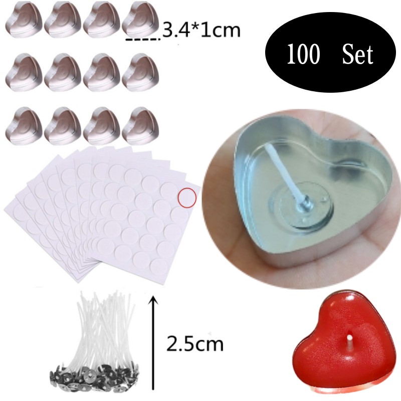 Candle Supplies Tins - 100 set a forma di cuore