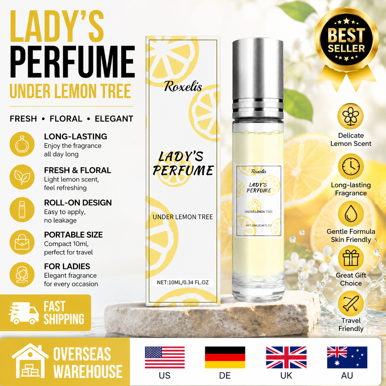 Fragrance Oil 10Ml - Profumo Roll-on al Limone da 10ml