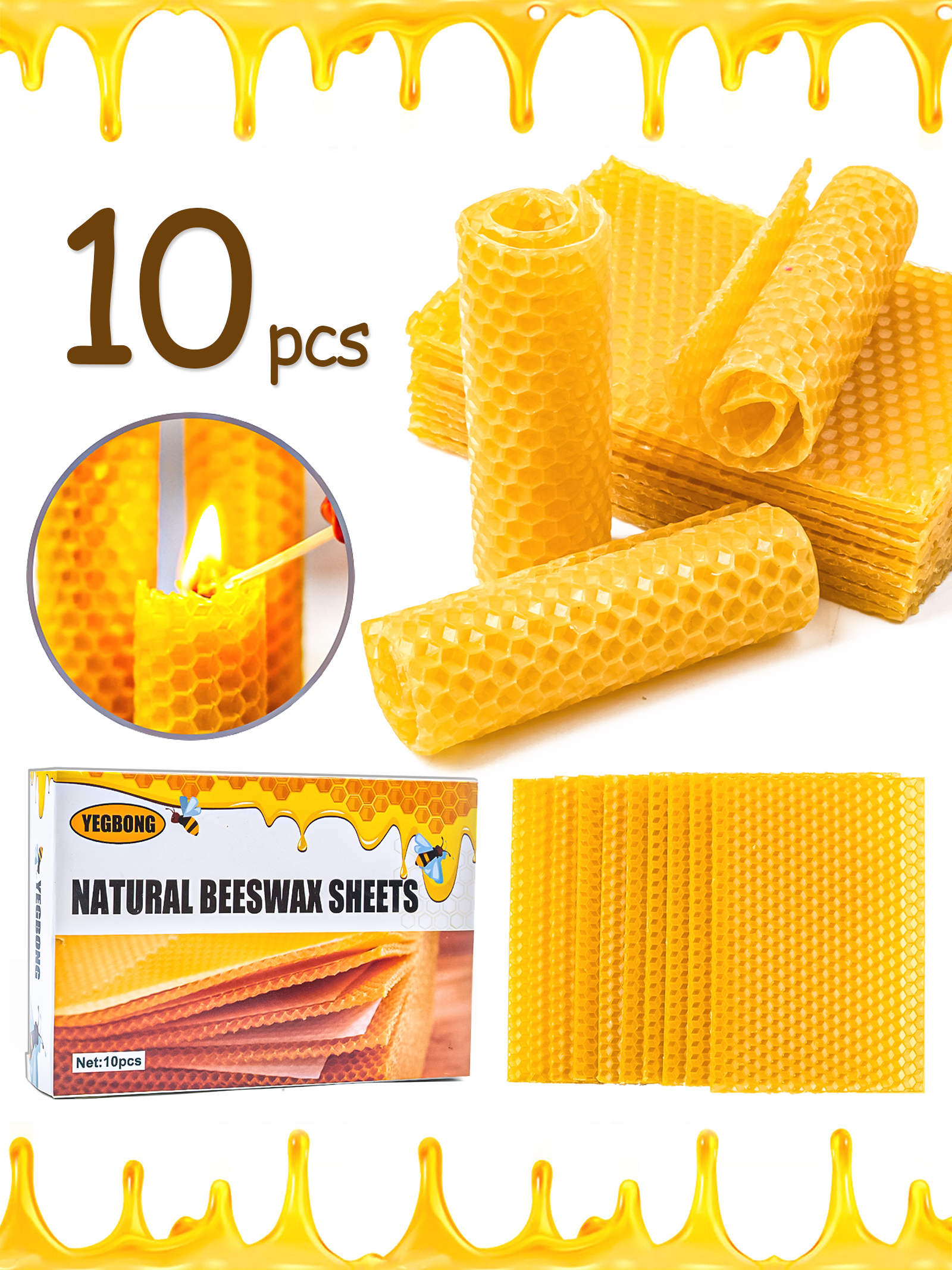 Candle Supplies Tins - 10 fogli di cera per api