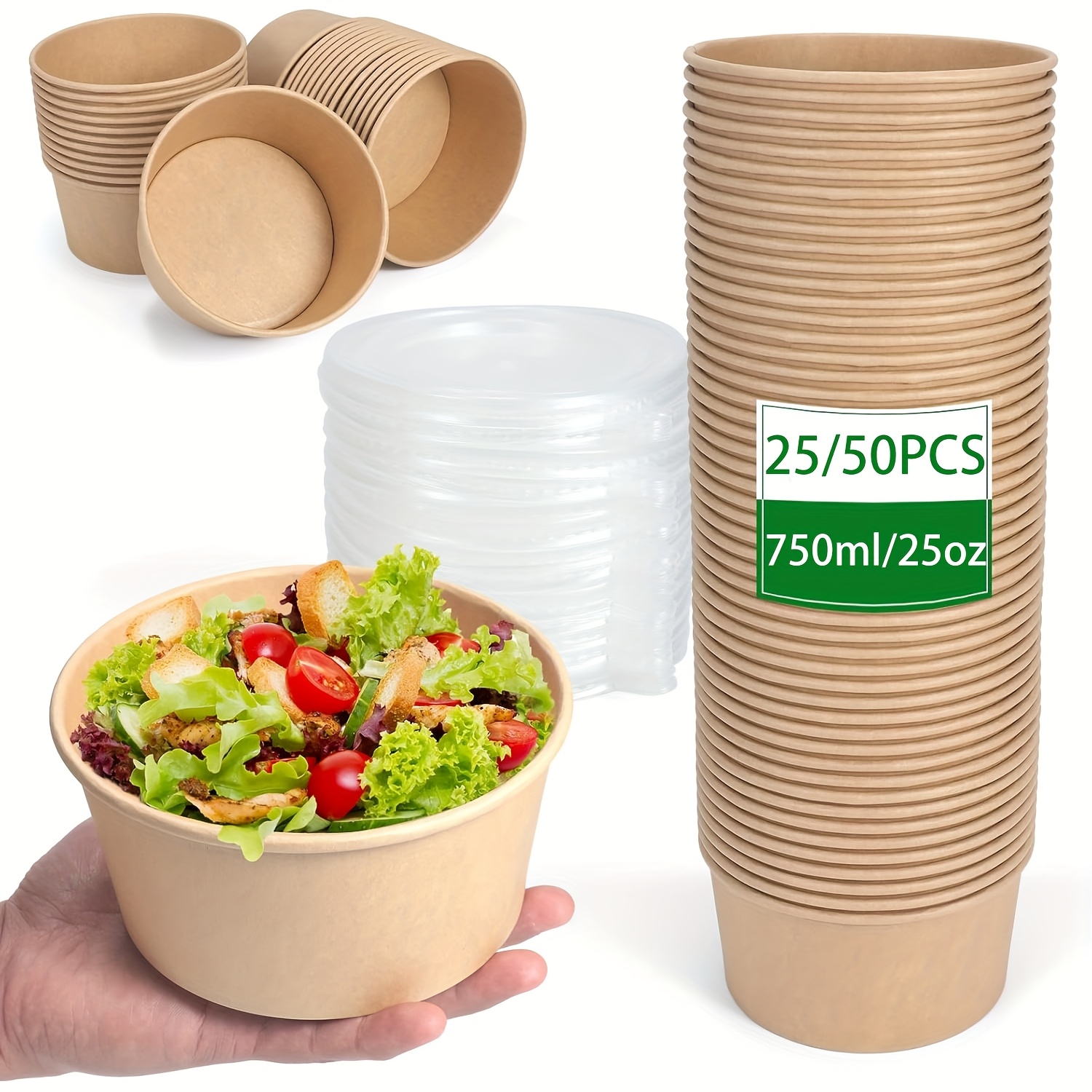 Kraft Paper Box - Ciotole di carta da 25 Oz/750