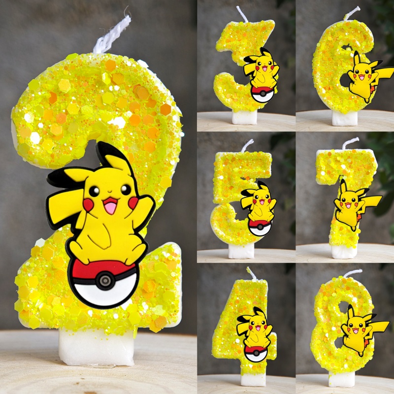 Zebra Candle Supplies - Pokemon Pikachu Candela Cartoon 0-9 Numero